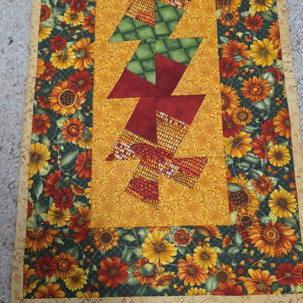 Pinwheel Autumn Table Runner Handmade In Vermont - Picture 2 of 5